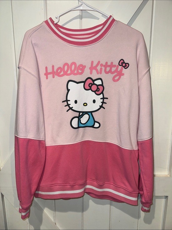Hello Kitty Sweaters - Hello Kitty Pink Colorblock Sweatshirt Sanrio Kawaii Women’s Large